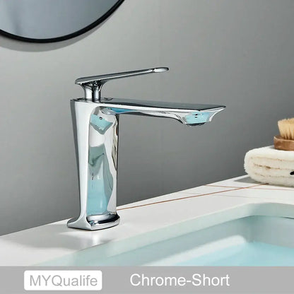 Modern matte black brass bathroom sink faucet