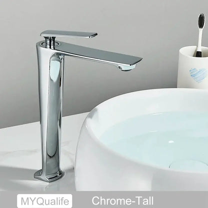 Modern matte black brass bathroom sink faucet