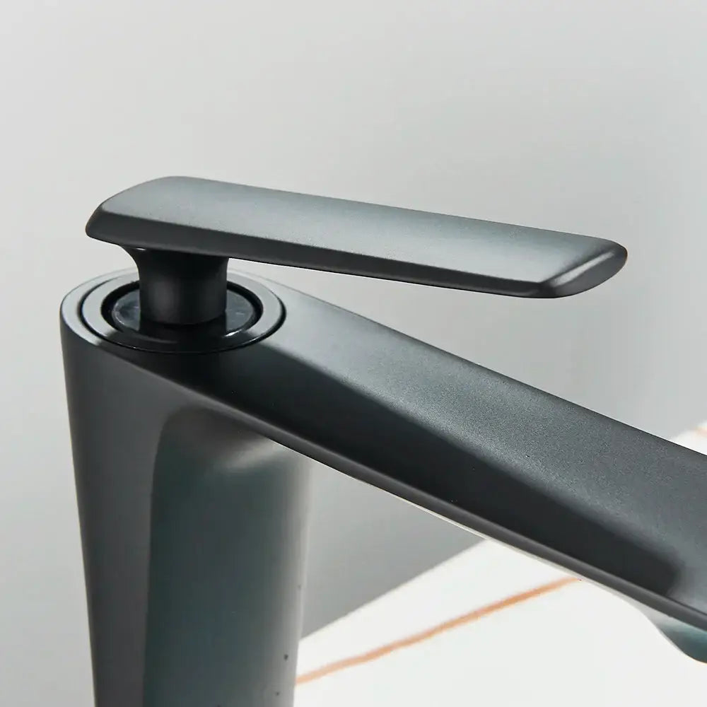 Modern matte black brass bathroom sink faucet
