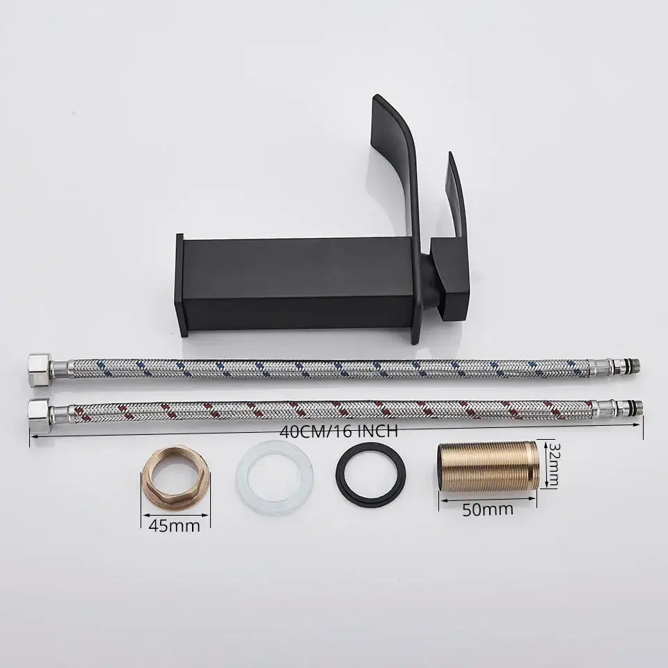 Modern matte black brass bathroom waterfall sink faucet