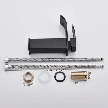 Modern matte black brass bathroom waterfall sink faucet