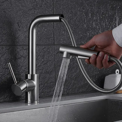 Modern matte black brass brushed nickel kitchen faucet pull out spray