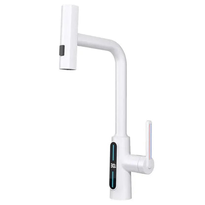 Modern matte black brass kitchen faucet pull out mixer with display