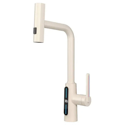 Modern matte black brass kitchen faucet pull out mixer with display