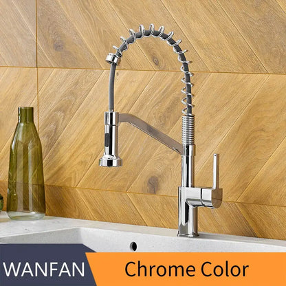 Modern matte black brass kitchen faucet with pull down sprayer