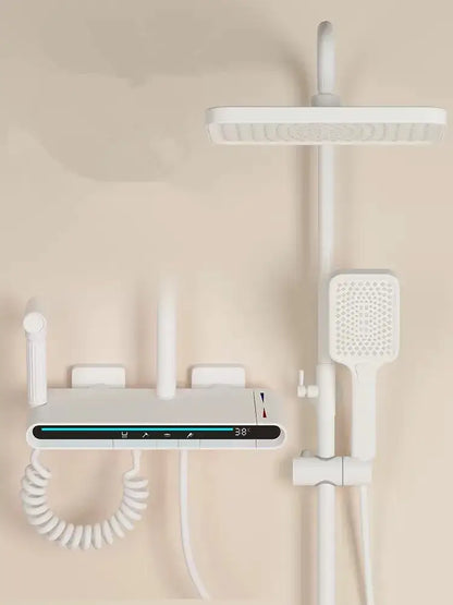 Modern matte black brass shower faucet set bathroom led display