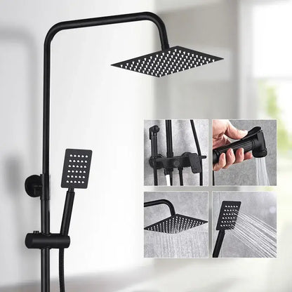 Modern matte black brass shower set bathroom rainfall faucet