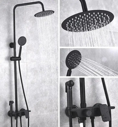 Modern matte black brass shower set bathroom rainfall faucet