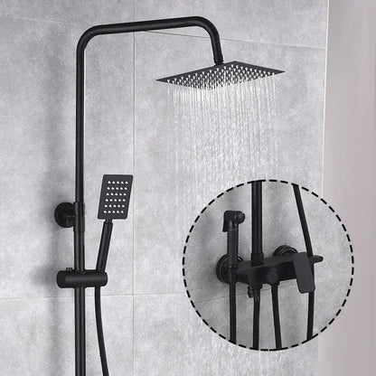 Modern matte black brass shower set bathroom rainfall faucet