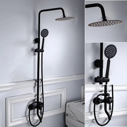 Modern matte black brass shower set bathroom rainfall faucet