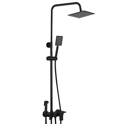 Modern matte black brass shower set bathroom rainfall faucet