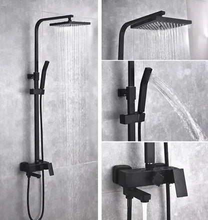 Modern matte black brass shower set bathroom rainfall faucet