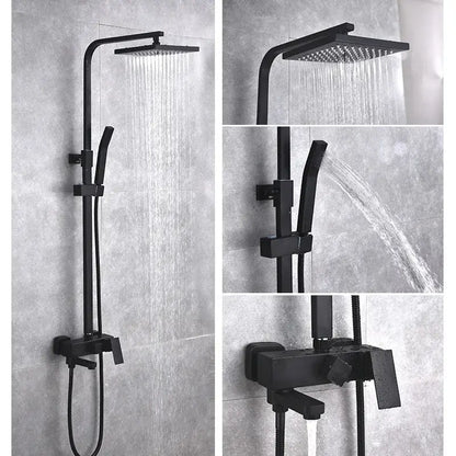 Modern matte black brass shower set bathroom rainfall faucet