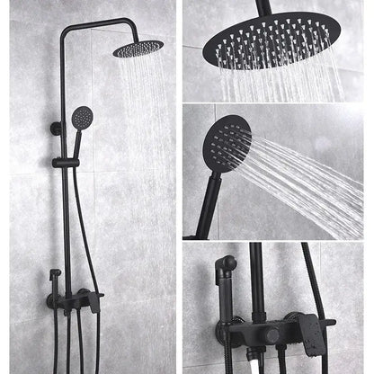 Modern matte black brass shower set bathroom rainfall faucet
