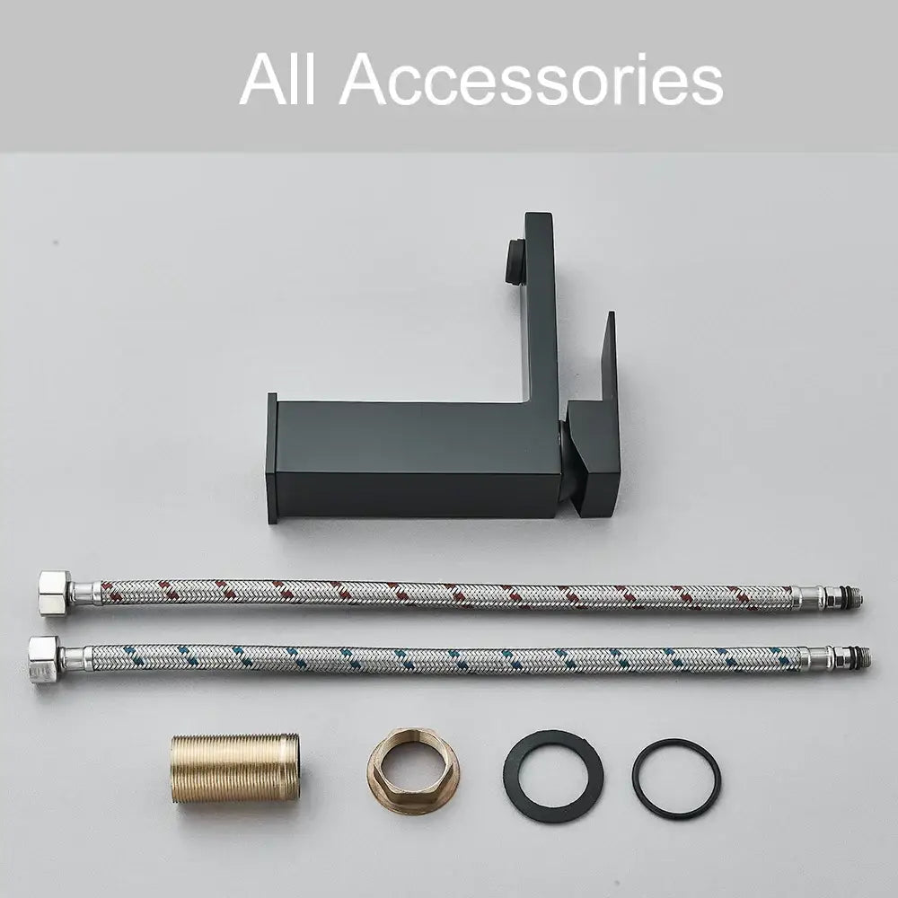 Modern matte black brass square basin faucet bathroom mixer tap