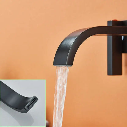 Modern matte black brass wall mounted basin faucet bathroom fixture