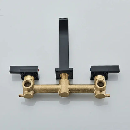 Modern matte black brass wall mounted basin faucet bathroom fixture