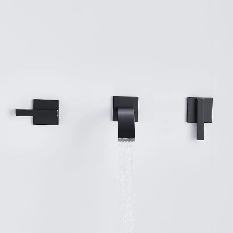 Modern matte black brass wall mounted basin faucet bathroom fixture