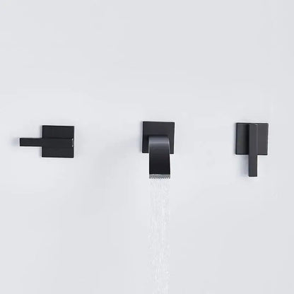 Modern matte black brass wall mounted basin faucet bathroom fixture