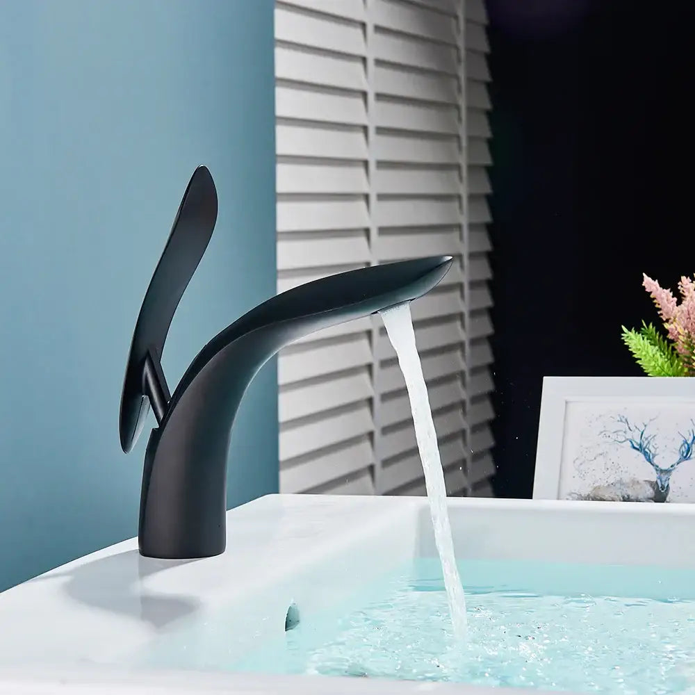 Modern matte black brass washbasin faucet bathroom single handle