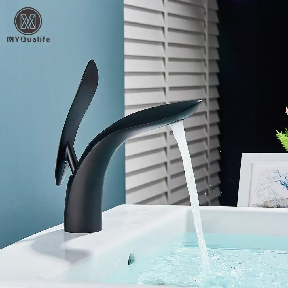 Modern matte black brass washbasin faucet bathroom single handle