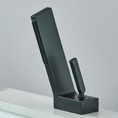 Modern matte black brass waterfall basin faucet bathroom mixer tap