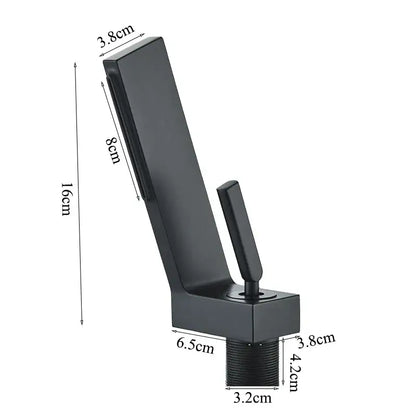 Modern matte black brass waterfall basin faucet bathroom mixer tap