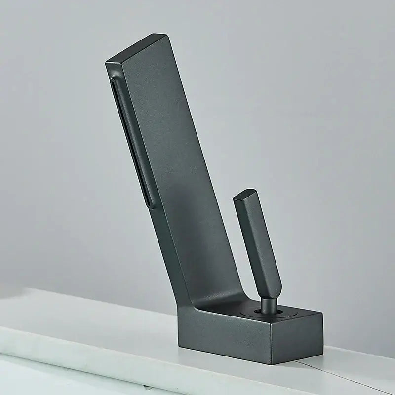 Modern matte black brass waterfall basin faucet bathroom mixer tap