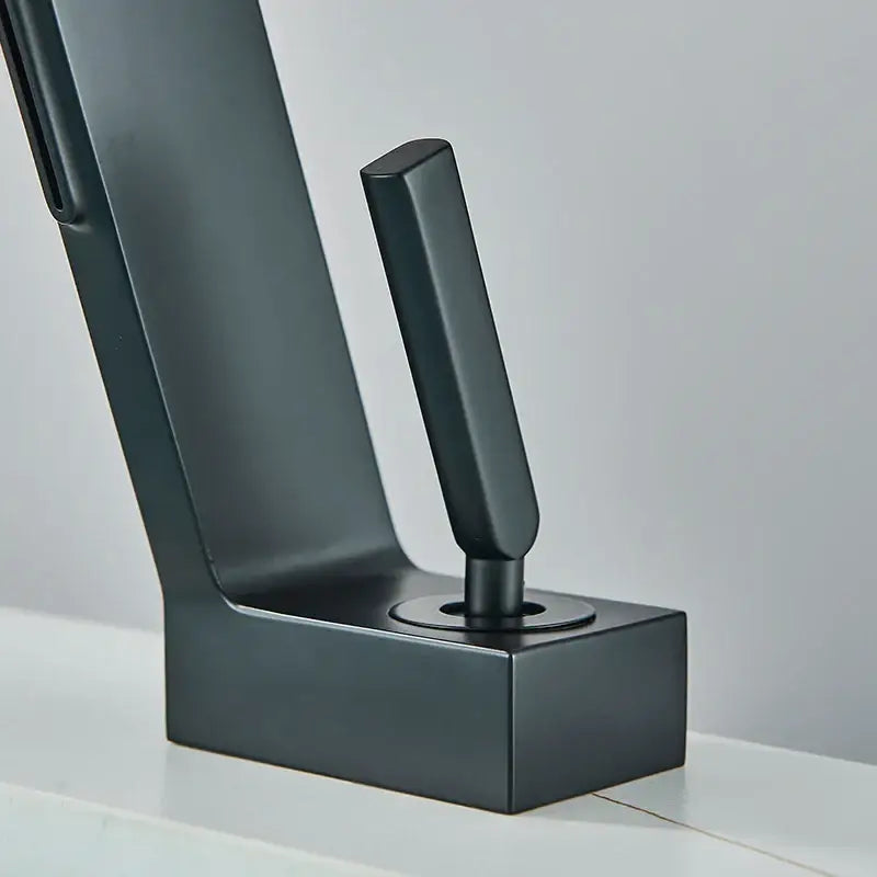 Modern matte black brass waterfall basin faucet bathroom mixer tap