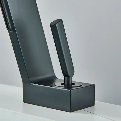 Modern matte black brass waterfall basin faucet bathroom mixer tap