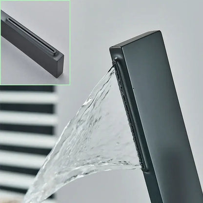 Modern matte black brass waterfall basin faucet bathroom mixer tap