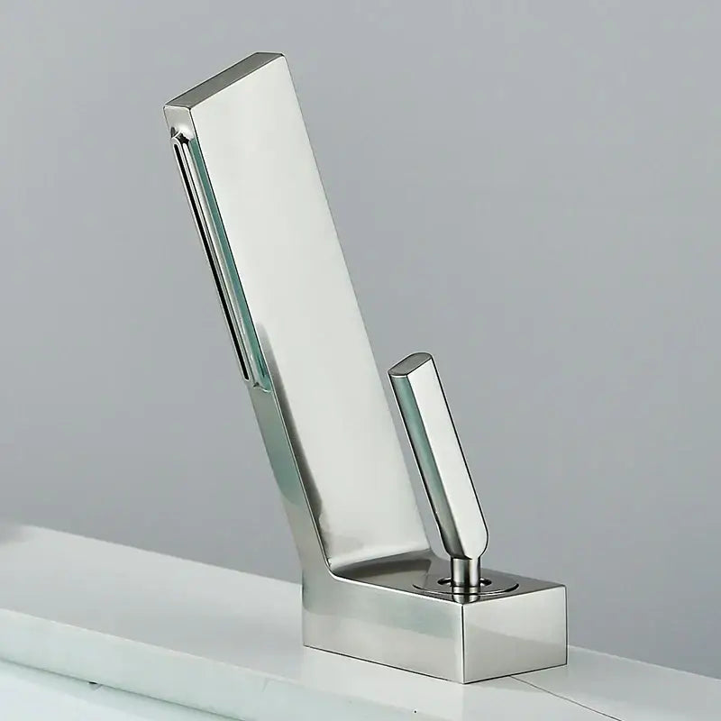 Modern matte black brass waterfall basin faucet bathroom mixer tap