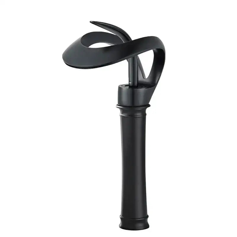 Modern matte black brass waterfall basin faucet bathroom vanity tap