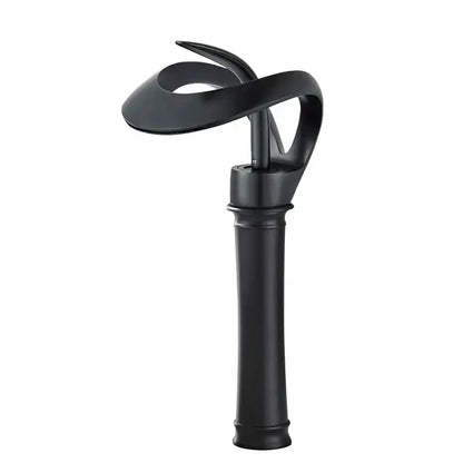 Modern matte black brass waterfall basin faucet bathroom vanity tap
