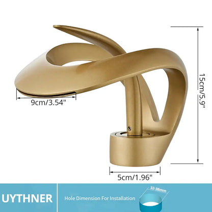 Modern matte black brass waterfall basin faucet bathroom vanity tap