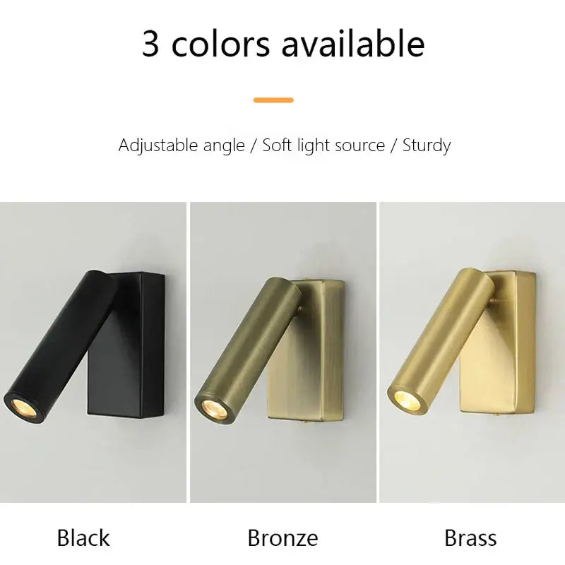 Modern matte black & brushed brass adjustable angle wall lamp bedroom