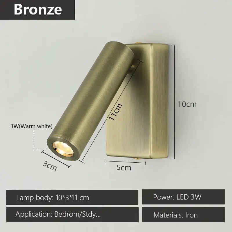 Modern matte black & brushed brass adjustable angle wall lamp bedroom