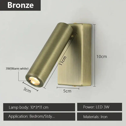 Modern matte black & brushed brass adjustable angle wall lamp bedroom