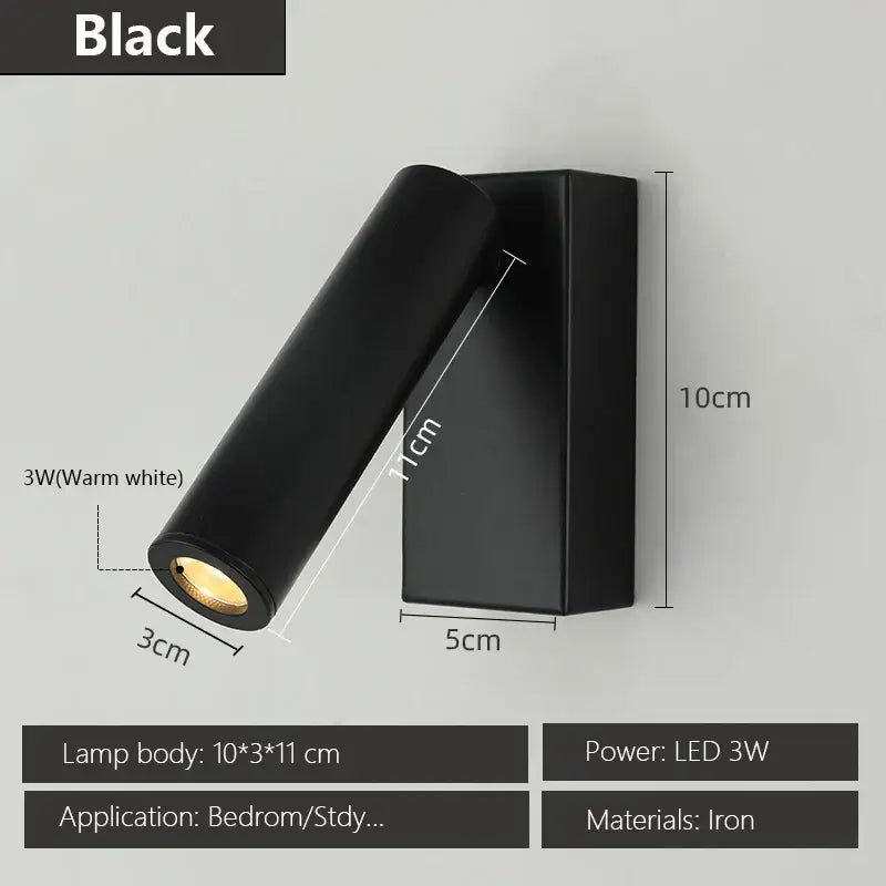 Modern matte black & brushed brass adjustable angle wall lamp bedroom