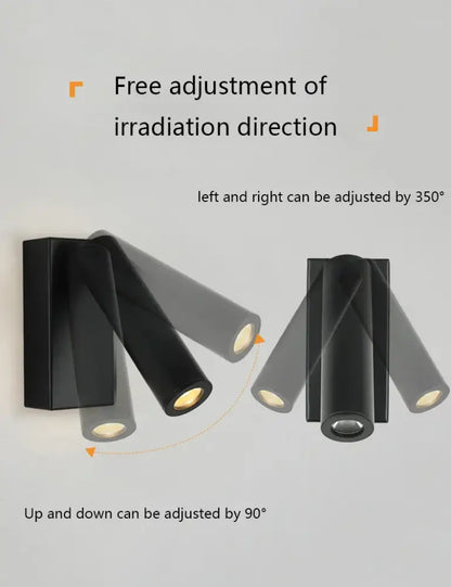 Modern matte black & brushed brass adjustable angle wall lamp bedroom