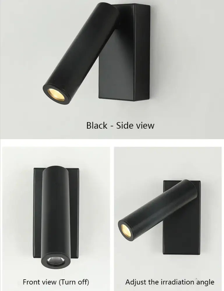 Modern matte black & brushed brass adjustable angle wall lamp bedroom