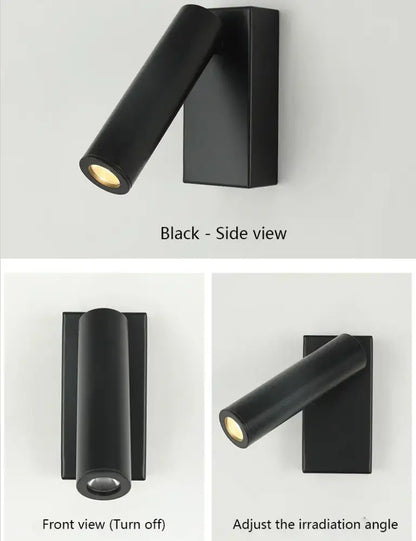 Modern matte black & brushed brass adjustable angle wall lamp bedroom