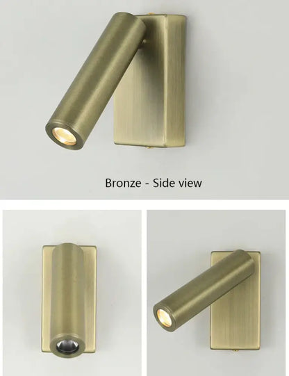 Modern matte black & brushed brass adjustable angle wall lamp bedroom