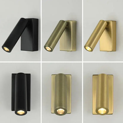 Modern matte black & brushed brass adjustable angle wall lamp bedroom