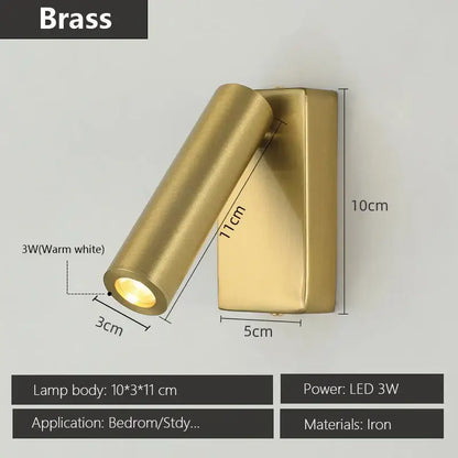 Modern matte black & brushed brass adjustable angle wall lamp bedroom