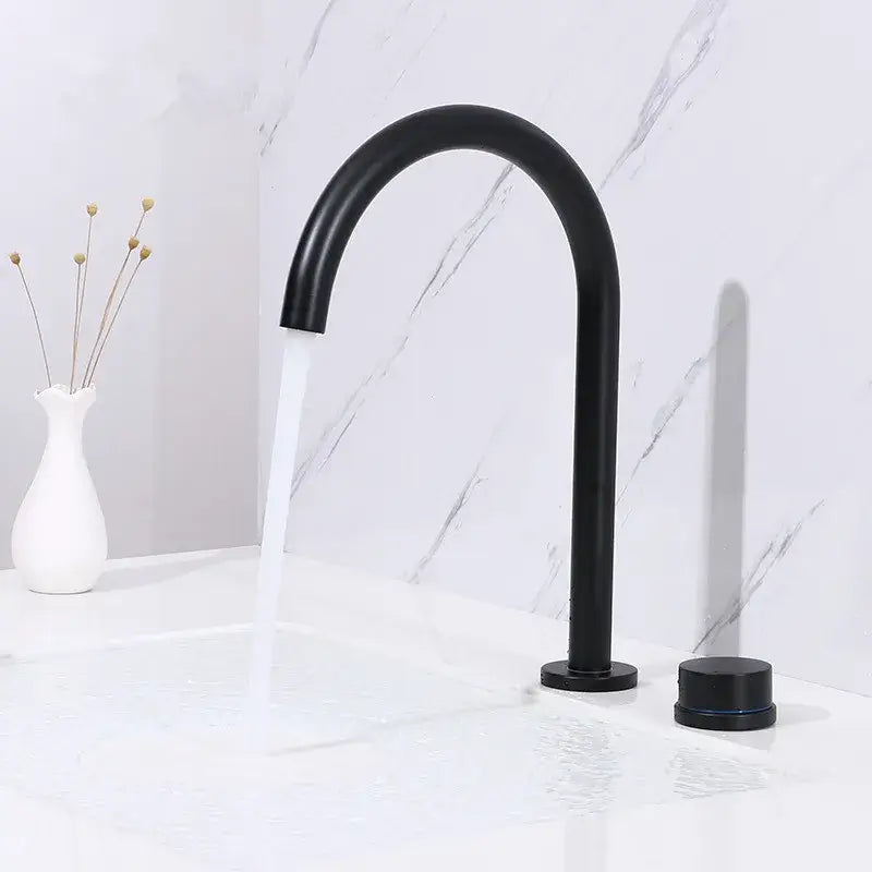 Modern matte black & brushed gold basin faucet bathroom sink tap