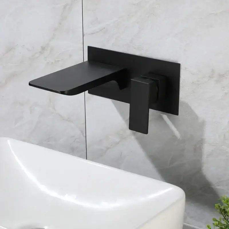Modern matte black & brushed gold solid brass basin faucet bathroom