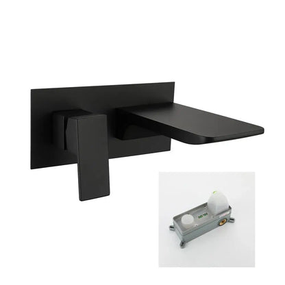 Modern matte black & brushed gold solid brass basin faucet bathroom