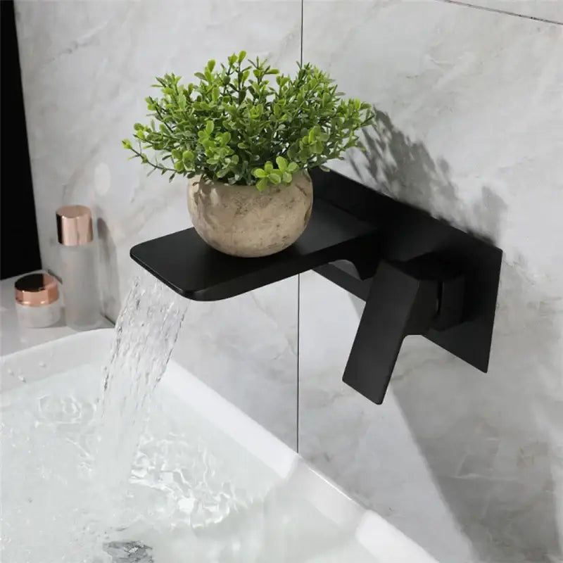 Modern matte black & brushed gold solid brass basin faucet bathroom