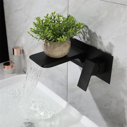 Modern matte black & brushed gold solid brass basin faucet bathroom